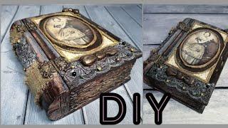 DIY Vintage box - a book made of cardboard! Винтажная книга-шкатулка из картона!