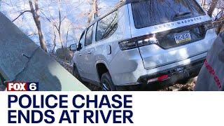 Stolen SUV, police chase ends at Milwaukee River | FOX6 News Milwaukee