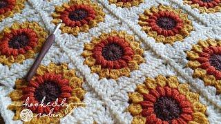 Crochet Sunburst Sunflower Granny Square Tutorial 