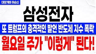 [삼성전자 주가 전망]*속보* 트럼프의 충격적인 발언 미국의 반도체 지수 폭락! 진짜 문제는 이게 아닙니다! 주주분들 꼭 확인하셔야 합니다!