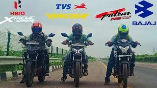 PULSAR NS 125 VS RAIDER 125 VS XTREME 125R || DRAG RACE|| TILL THEIR POTENTIAL 