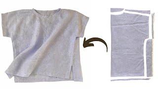 DIY/Linen Blouse/Sewing is so easy for beginners.