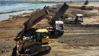 Best Dump Trucks Unloading Dirt, Bulldozer Pushing Dirt, Wheel Loader Pushing Dirt