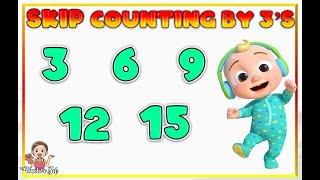 SKIP COUNTING BY 3 's | cocomelon | teacher zel