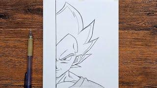 Easy anime half face drawing | How to draw Vegeta step by step | easy tutorial