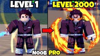 Beating Demon Blade as Tanjiro! Lvl 0 to Max Lvl 2000 Noob to Pro in Demon Blade!