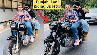 Punjabi kudi riding Bullet 2024