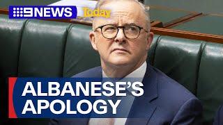 Prime Minister Anthony Albanese apologises for comment in parliament | 9 News Australia