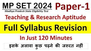 Teaching & Research Aptitude MCQs for MPSET 2024 Paper 1Full Syllabus for MPSET 2024 Preparation