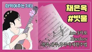 #해돌이 떠먹여주는기타 464. #채은옥_빗물 Am 전주,간주,후주자세한주법 [자막제공]