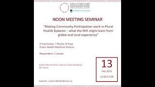 SPH Noon Meeting Seminar 13 Feb 2025