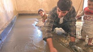 When Hossein and Bahadur feed the sheep and Aghaqarbun cements the floor of the building