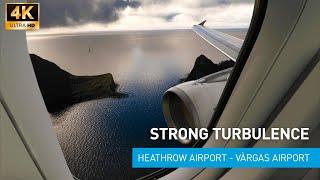 TURBULENT CLIMB FROM HEATHROW | AMAZING APPROACH TO FARÅE ISLANDS  | AIRBUS 320 | CINEMATIC FLIGHT