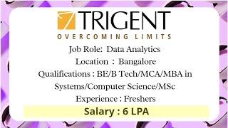 Trigent off campus drive for freshers | off campus drive for 2021 batch | Data Analyst | 6 LPA