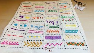 ¡Wow! 41 PUNTADAS DE BORDADO A MANO PARA TU MUESTRARIO FACIL Y RAPIDO | EMBROIDERY STITCHES