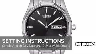 Citizen Watch Setting Instructions — Simple Analog Day Date and Day of Week Setting