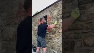 Lime pointing a old cottage  #stonemasonry