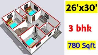 26 x 30 house plans || 26x30 ghar ka naksha|| 26x30 house design|| 780 Sqft