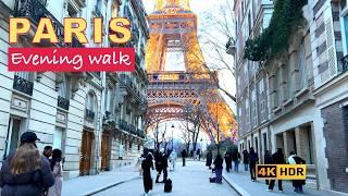 PARIS, FRANCE - EVENING WALK AROUND EIFFEL TOWER | PARIS WINTER 2024 | PARIS CHRISTMAS