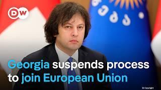 Georgia suspends application to apply to join EU as lawmakers claim election was rigged | DW News