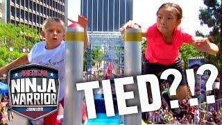 7 Times Ninjas ALMOST TIED by .000001 of a Second!  | American Ninja Warrior Junior