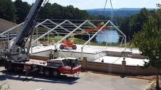 Losberger structure - flying in a 25m arch over a swimming pool