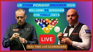 Mark Williams Vs Stuart Bingham LIVE Score UPDATE 2024 UK Championship Snooker 1/16-Finals