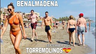 BENALMADENA TO TORREMOLINOS SPAIN BEACH WALK SEPTEMBER 2021, Latest Summer Beach Walk Updates [4K]