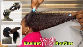 Easiest Wash Day Routine for Natural Hair  4c, 4b, Curly Hair. No Hair Breakage #washday #curlyhair