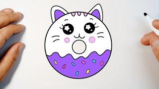 How to draw a cute donut kitten - Drawing coloring #SHORTS