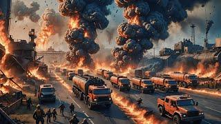 In just minutes! 200 US oil trucks destroyed by Russian RS 28 intercontinental missiles in Kyiv city