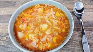 Cabbage soup! Light and healthy soup for weight loss! Vegetarian soup!