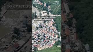 Areal footage of flood damages to Laishui County in China.