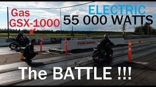 ELECTRIC vs GAS Moto Drag racing !!