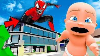 Baby Escapes EVIL SPIDERMAN!