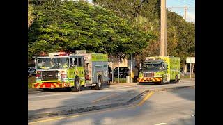 MDFR E62 on scene. Rescue (R23) arriving and transporting from Miami-Dade Public library