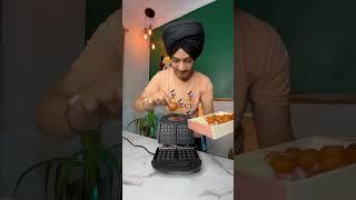 Gulab jamun & Rasgula Waffle | Day 5 of 15 days waffle challenge #shorts #paramaedy