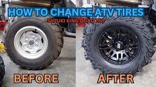 How to install ATV tires. I installed ITP rims and Mud lite 2s on my Suzuki King quad 750. Easy DIY!