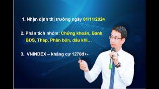 Nhận định thị trường ngày 01/11/2024. VNINDEX – tiếp tục hồi phục với kháng cự 1270đ+-