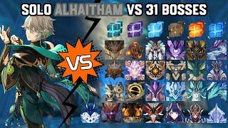 Solo C0R1 Alhaitham vs 31 Bosses Without Food Buff | Genshin Impact