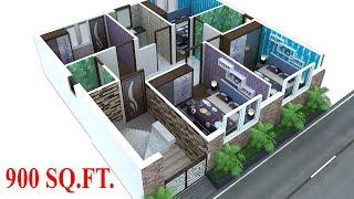 900 SQ.FT. 3D HOUSE PLAN | 30X30 ELEVATION DESIGN | 30X30 4BHK HOME PLAN | 100 GAJ KA HOUSE PLAN |