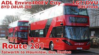 RATP Group Route 281 to Hounslow, Bus Station | BYD D8UR-DD, LG71DVU BCE47046