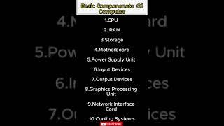 basic components of computer- #shorts #computerparts #hardwarecomponents #computerhardware