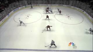 2/17/13: Brent Seabrook takes slap shot to the groin