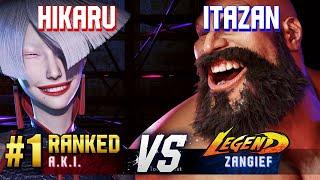 SF6 ▰ HIKARU (#1 Ranked A.K.I.) vs ITAZAN (Zangief) ▰ High Level Gameplay