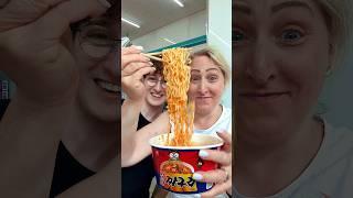 Teaching my mum how to eat food from a korean convenience store!