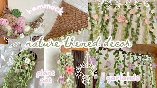 easy crochet room decor: garlands, hanging plant pot, & yarn hammock (nature-themed tutorials)