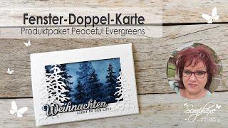 Fenster-Doppel-Karte „Weihnachten liegt in der Luft“ | Peaceful Evergreens