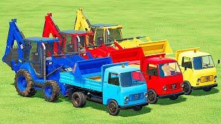 TRANSPORT OF COLORS! CAT BACKHOE LOADERS and TAM TRUCKS TOGETHER TO WHEAT LOAD!Farming Simulator 22