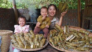 How to make traditional banh chung with your children - bring it to the district market to sell